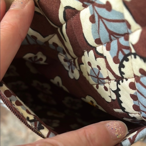 VERA BRADLEY Brown Blue Floral Pattern Crossbody Bag - Picture 10 of 11
